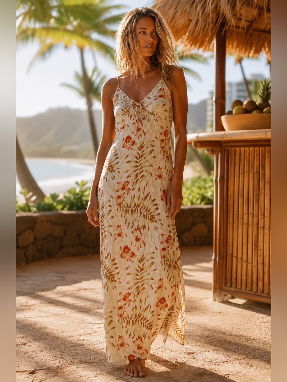 Le Salty Label Tropical Backless Maxi Dress. Size Medium